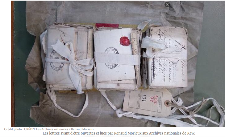 Lettres saisies par la Royal Navy quand elle capture le Galatée.