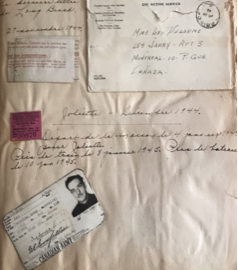 Lettre du sergent Léo Delorme à sa femme ainsi qu'une pièce d'identité.