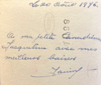 Message de derière de photo portrait: "À ma petite Canadienne"