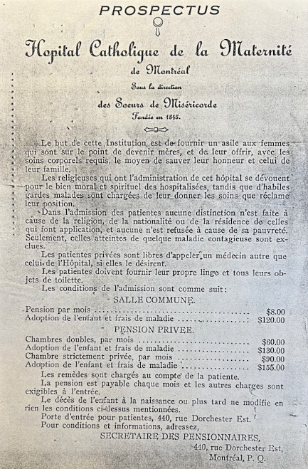 Document: Prospectus Hopital Catholique de la Maternité de Montréal